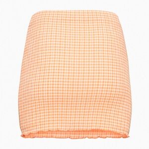Aritzia Wilfred orange Gingham Mini Skirt
